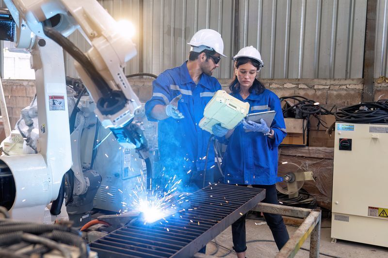 In robotic maintenance shop an engineer